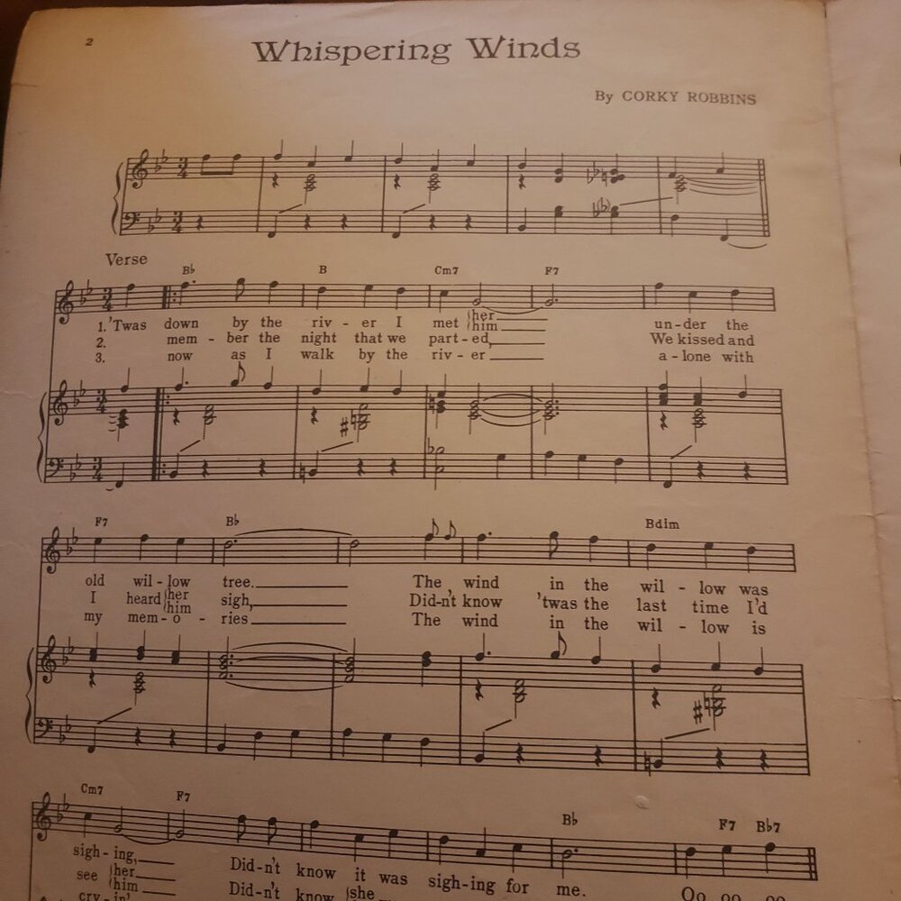 Whispering Winds By Corky Robbins Vintage‎ 1951 Sheet Music - Picture 3 of 3